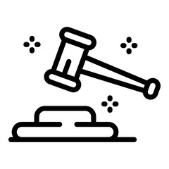 Judge gavel icon. Outline judge gavel vector icon for web design isolated on white background