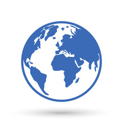 World map on white background. Globe icon. Earth. Vector illustration.