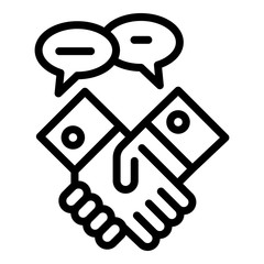 Judge handshake icon. Outline judge handshake vector icon for web design isolated on white background
