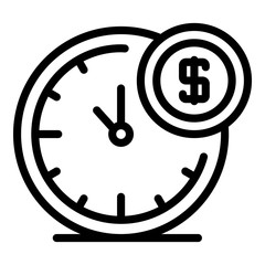 Time is money icon. Outline time is money vector icon for web design isolated on white background