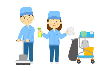 人物　清掃員　男女