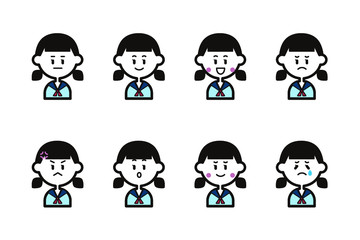 中高生・セーラー服のアイコンセット（女子）