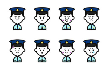 男性警察官のアイコンセット