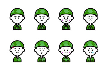 迷彩服男性のアイコンセット