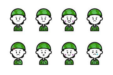 迷彩服女性のアイコンセット