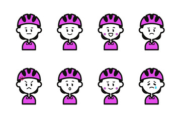 自転車に乗る女性のアイコンセット