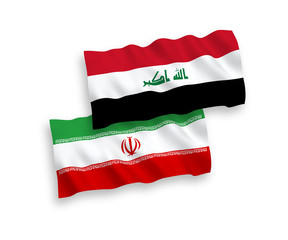Flags of Iraq and Iran on a white background