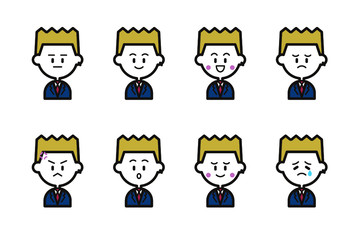 金髪の男子学生アイコンセット