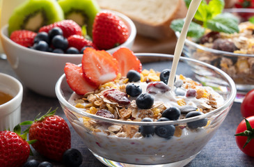 Granola and fruit breakfast image