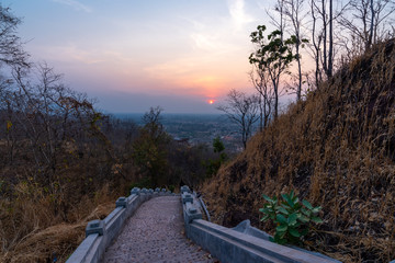 Landscape view from view point in "Pakse" Lao to see beautiful city view and river famous place for travel.