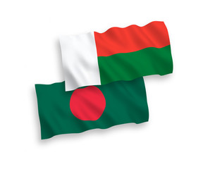 Flags of Madagascar and Bangladesh on a white background