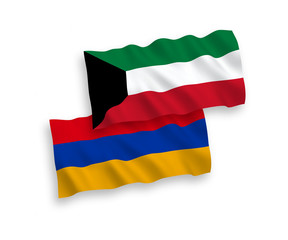 Flags of Armenia and Kuwait on a white background
