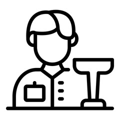 Bartender and a glass icon. Outline bartender and a glass vector icon for web design isolated on white background