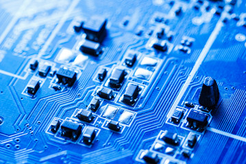 The motherboard and a lot of small parts and chips for the computer