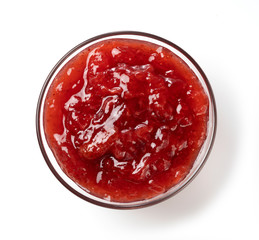 Strawberry jam on a white background