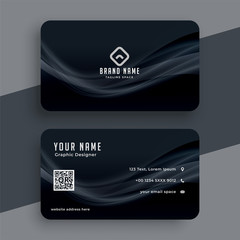 dark business card with wavy lines design