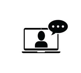 Online webinar icon,Online consulting line icon, Isolated symbol on online education topic with business e-learning webinar icon concept with also online course