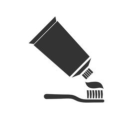 Fototapeta na wymiar Toothpaste and toothbrush icon vector illustration eps10. Isolated badge for website or app - stock infographics