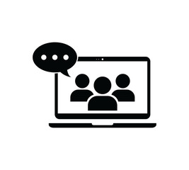 Online webinar icon,Online consulting line icon, Isolated symbol on online education topic with business e-learning webinar icon concept with also online course