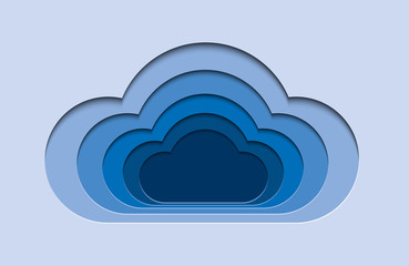 Beautiful cloud on blue sky background. Vector illustration. Paper cut style. template for card, background, and poster.