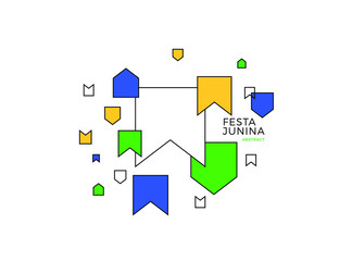 Festa Junina Brasil. White Abstract background. Colorful elements. Carnival Brazil.