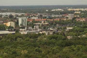 Berliner Bezirke; Blick vom Olympiapark zum Spandauer Oberhafen