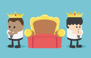 Two business people are angry to separate chair positions, Usurping positions at work