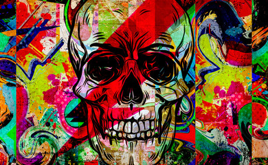 skull graffiti on the wall © reznik_val