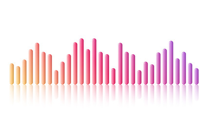 Modern sound wave element with gradient colors , isolated on white background , vector image .