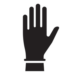 Hand in glove black and white silhouette sign. Vector illustration