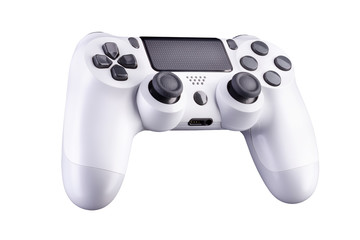 White video game joystick gamepad isolated on a white background