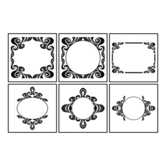 Vector Design of a Black Flower Ornament Box and Circle Frame with a Nature Theme