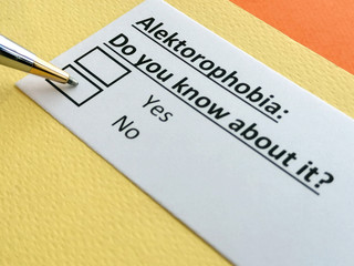 Fototapeta premium One person is answering question about alektorophobia.