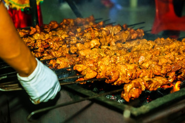 Chicken Sekuwa Meat Grilled on Charcoal