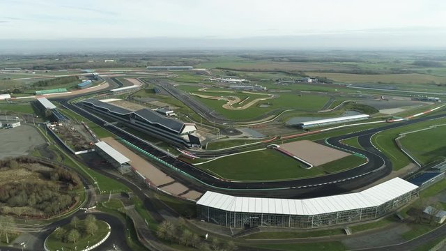 Wide overview of race track facility