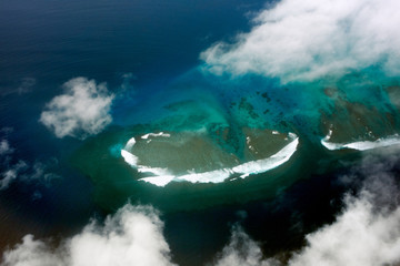 aerial view of coral reefs