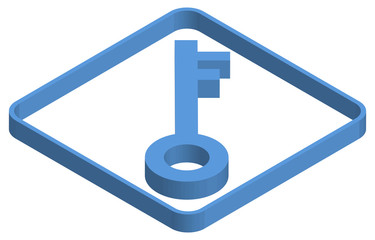 シンプルな鍵の青いアイソメトリックイラスト