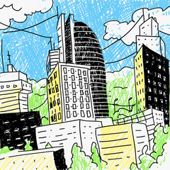 Vector illustration Sketch of city architecture