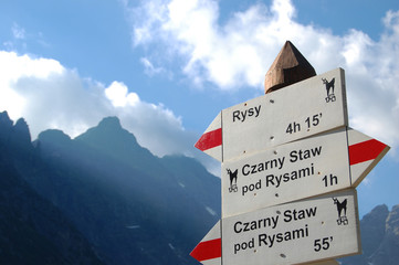 peak of rysy, sign to peak