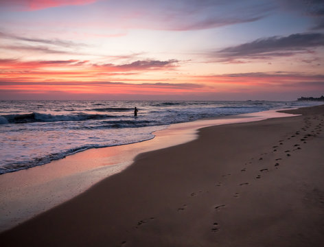 Sunset along hikaduwa beach at a resort in sri lanka © TristanBalme