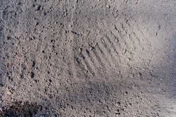 Ground, dry ground, background texture. Plowed arable land. The traces of the rake.