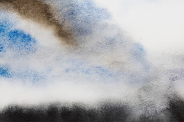 Watercolor color texture background. Watercolor abstraction. Artistic background. Blue gray white black watercolor background.stormy sky.