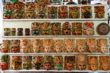 Souvenirs. Mayan masks, Aztec masks