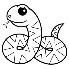 Snake cartoon vector. Coloring book for kids
