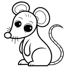 Rat cartoon vector. Coloring book for kids