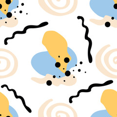 Seamless vector pattern of different form colorful shapes. Abstract background for prints, wallpaper, stationery, textile, scrapbook, web,