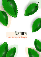 Fresh green leaves on white. Creative abstract background for your design. Vector