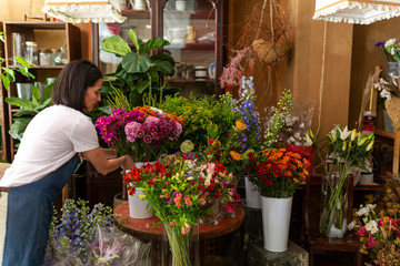 woman working in flower shop