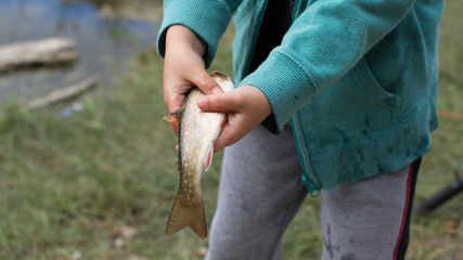 fisherman holding a recently caught fish