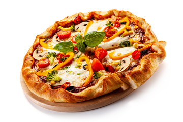 Margherita pizza on white background
